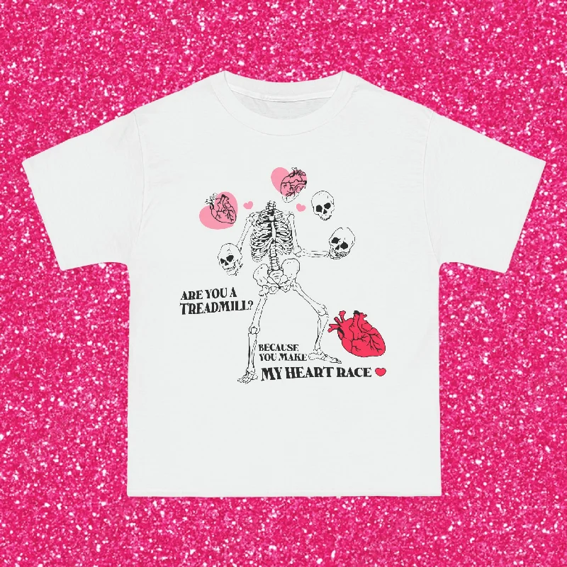 Women's Blouse with U-Shaped CollarARE YOU A TREADMILL? BEACUSE YOU MAKE MY HEART RACE- TEE