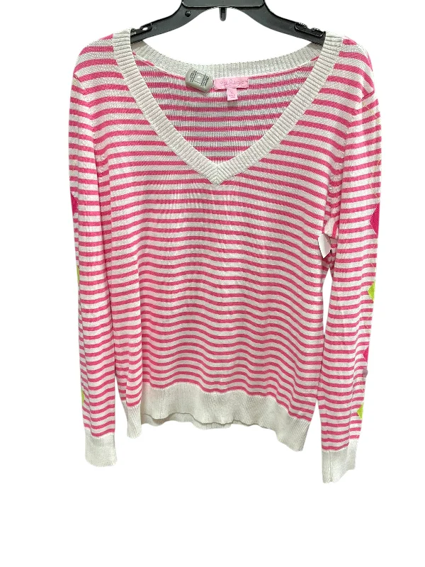 Women's Collarless Design SweatersSweater Designer By Lilly Pulitzer In Green & Pink, Size: Xl