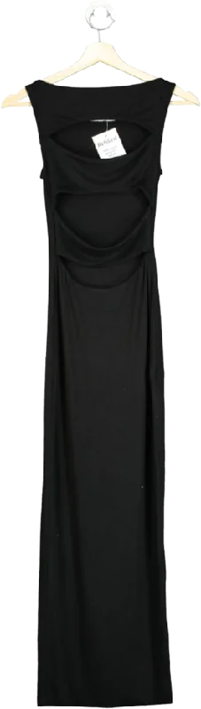 Women's Polyester SweatersBayse Black Cut-out Front Midi Dress UK XS