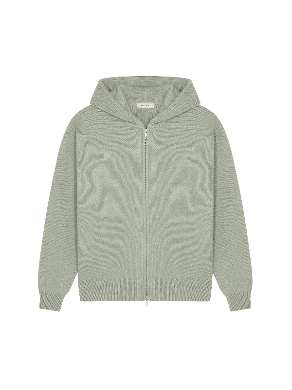 Women's Blouse with Puffed SleevesWomens DNA Recycled Cashmere Zipped Hoodie—moss green