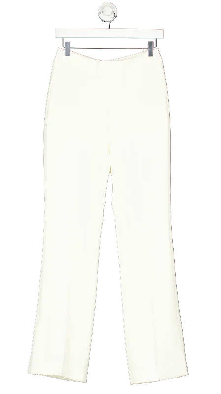 Women's Croatian Wool SweatersTie For Her Cream Creamy White Mid Waisted Slightly Flared Trousers UK M