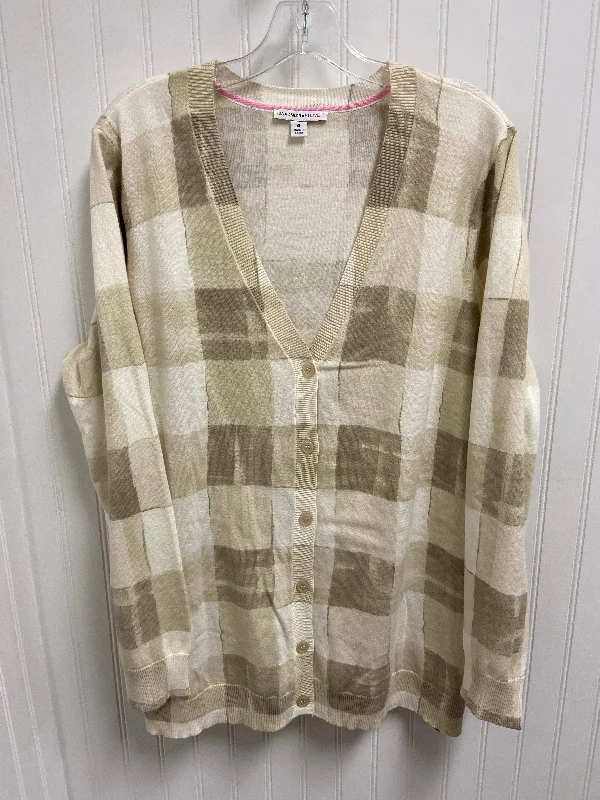 Women's Collarless Design SweatersSweater Cardigan By Isaac Mizrahi Live Qvc In Taupe, Size: Xl