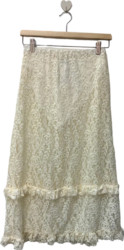 Women's Narrow Collar SweatersPrettyLittleThing White Lace Midi Skirt UK 10