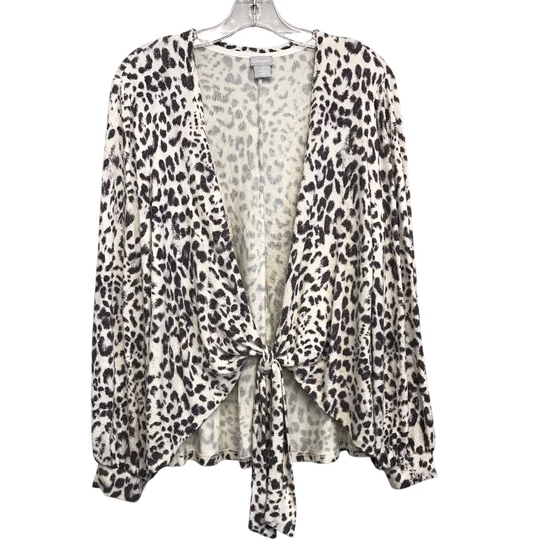 Women's Chunky Knit SweatersCardigan By Chicos In Animal Print, Size:S