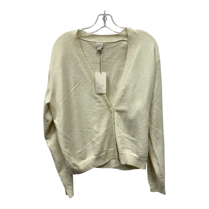 Women's V-Neck Woolen SweatersSweater Cardigan By A New Day In Beige, Size:L