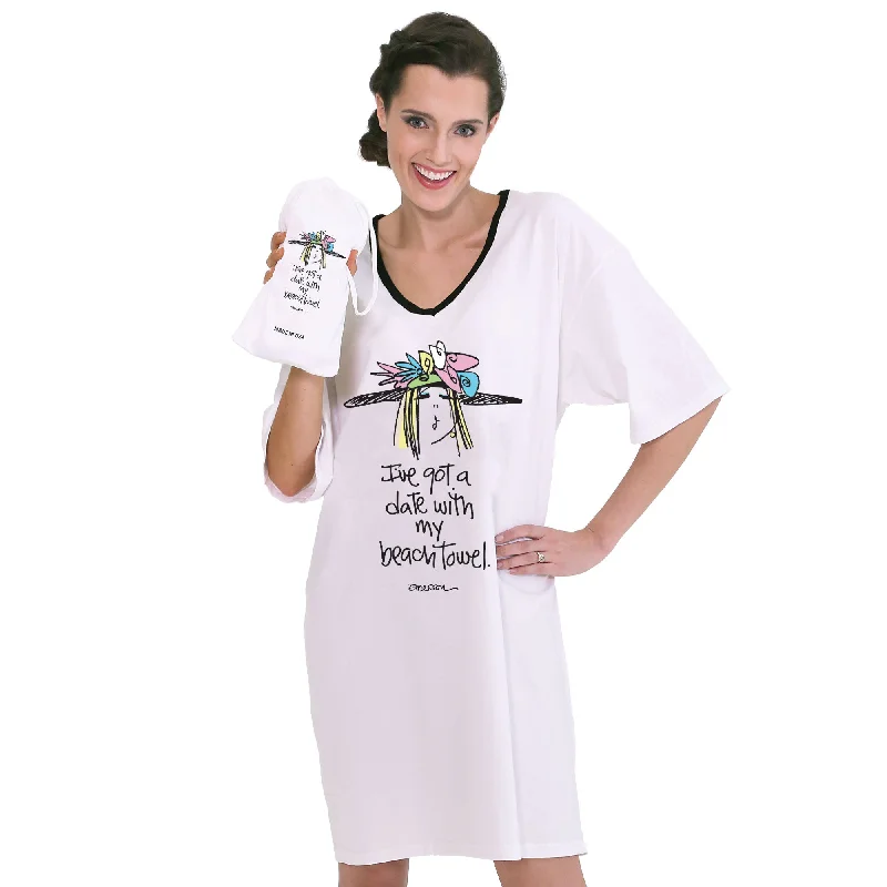 women's pajamas with a classic designI've got a date with a Beach Towel Nightshirt in a Bag®