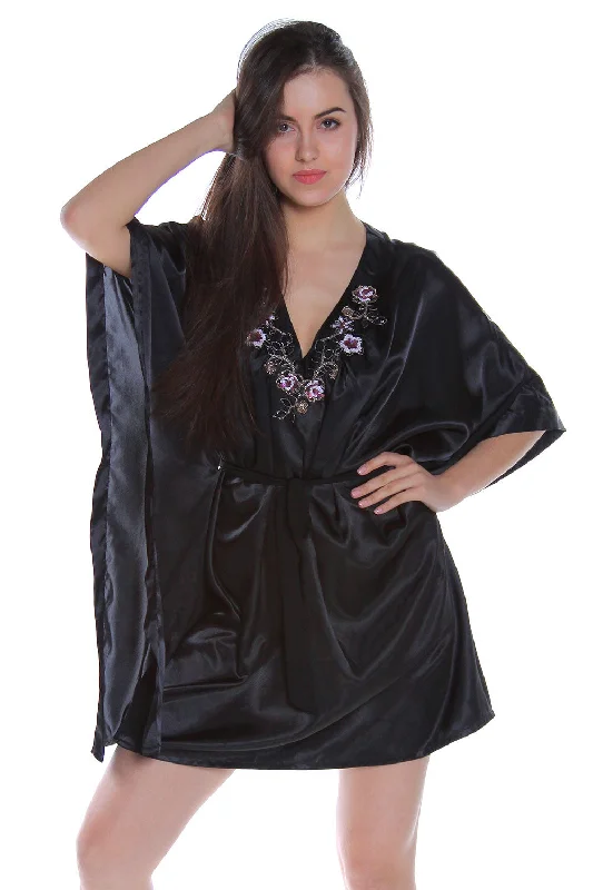 women's pajamas in soft, breathable materialsWomen's Charmeuse Embroidered Caftan #2028