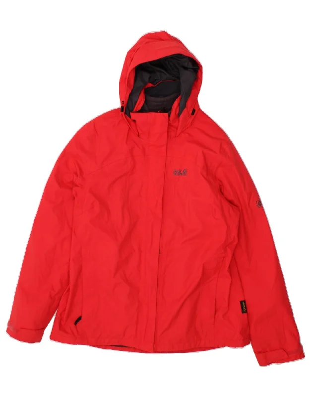 Women's Down CoatsJACK WOLFSKIN Womens Hooded Windbreaker Jacket UK 14/16  Large Red