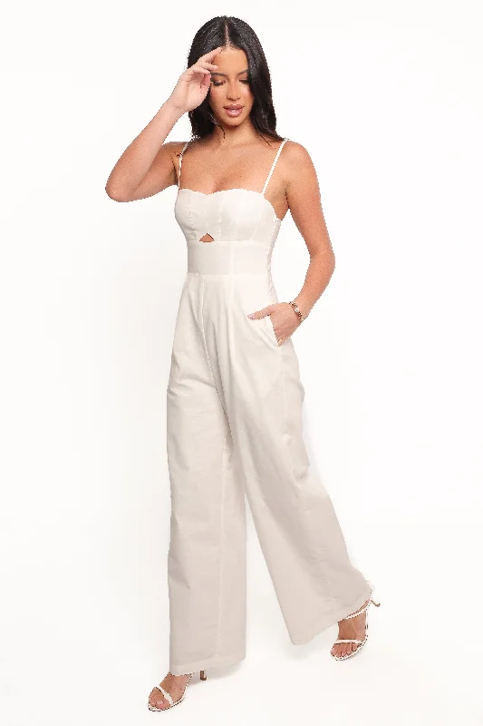 Women's Jumpsuits with Sweetheart CollarMetra Scalloped Jumpsuit - White