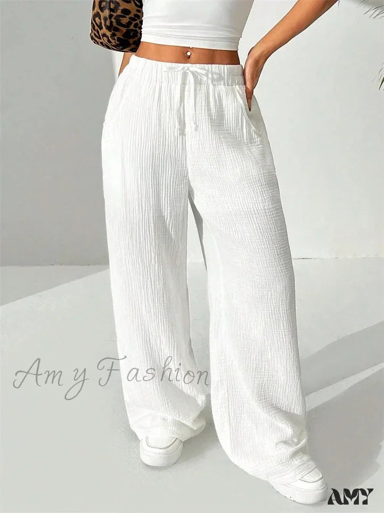 Women's Harem PantsCasual Wrinkle Solid Color Long Autumn Winter Straight Drawstring Loose Trouser