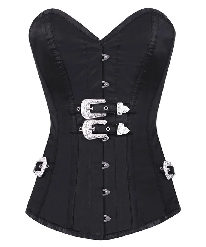 plus-size tummy control bodysuitRuth Black Overbust Corset With Buckle