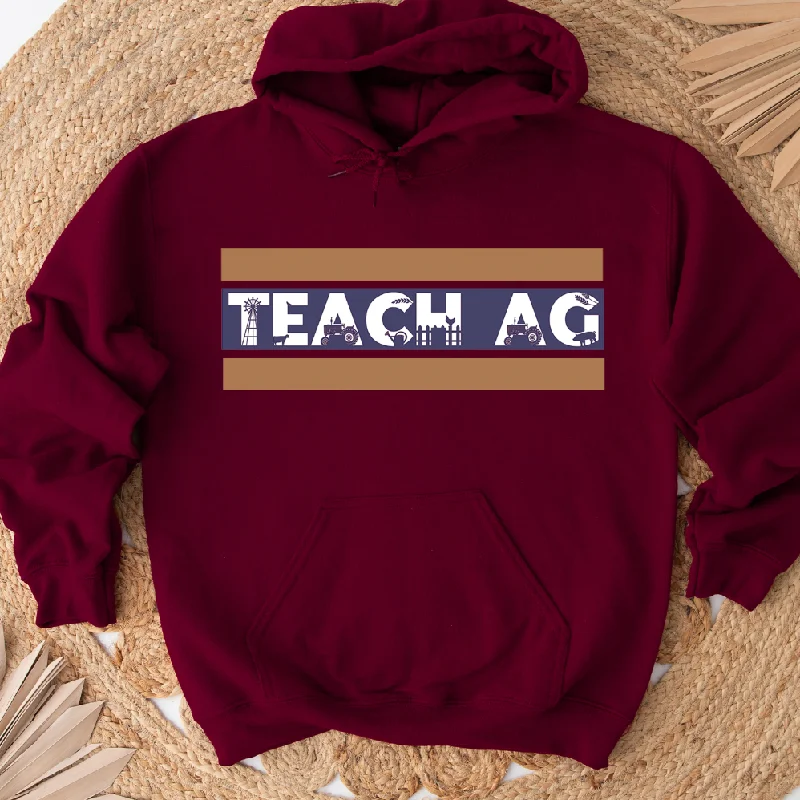 Women's Hooded Sweatshirts with Cozy FabricStripe Teach Ag Hoodie (S-3XL) Unisex - Multiple Colors!