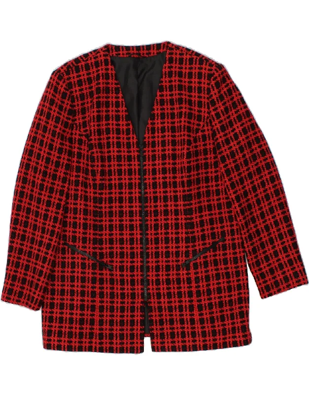 Women's Duffle CoatsVINTAGE Womens Blazer Jacket UK 14 Large Red Check