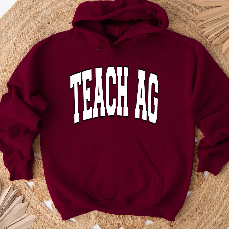 Women's Hooded Sweatshirts with Solid Color LiningBig Varsity Teach Ag White & Black Hoodie (S-3XL) Unisex - Multiple Colors!