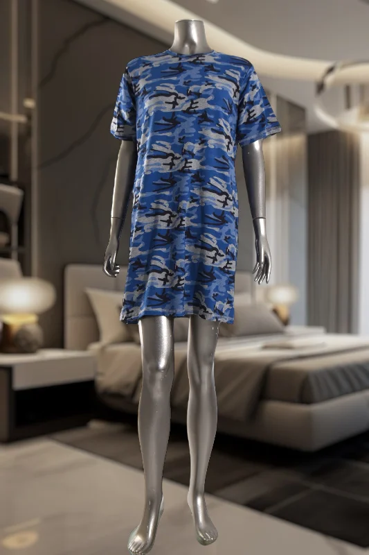 women's pajamas with a touch of elegance and sophisticationLadies Blue Camo Sleep Shirt