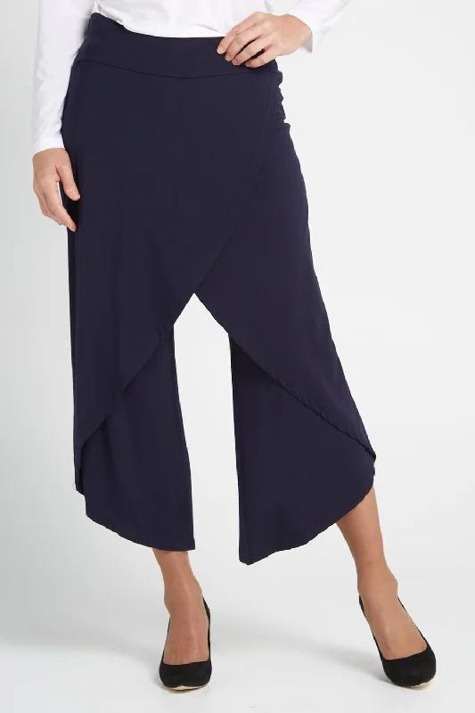 Women's Jodhpurs with Full LengthCross Over Bamboo Pants - Dark Navy