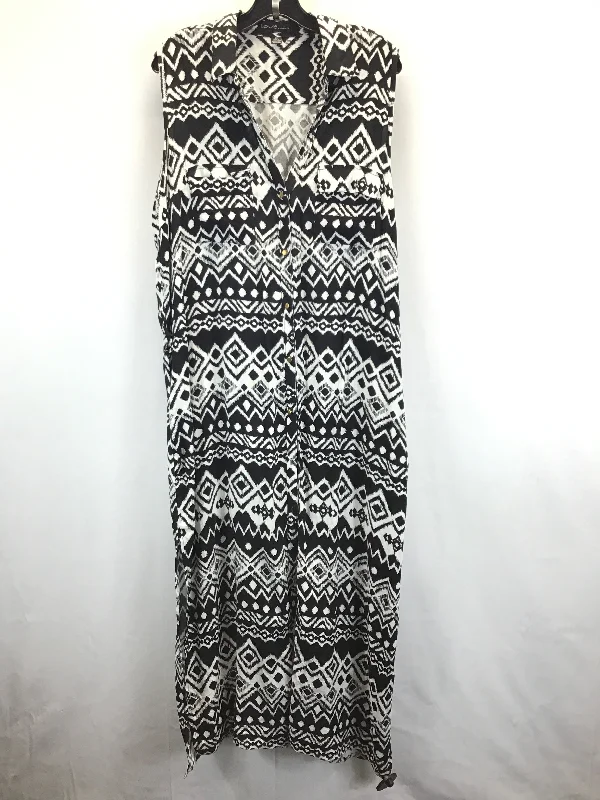 Women's Mandarin Collar DressesBlack & White Dress Casual Maxi Clothes Mentor, Size 3x