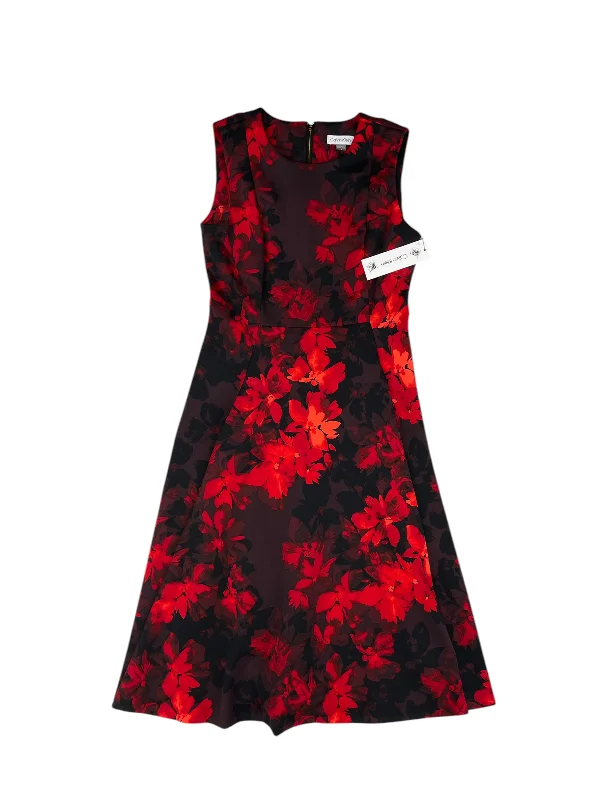 Women's Wide Collar DressesDress Party Long By Calvin Klein In Black & Red, Size: 8