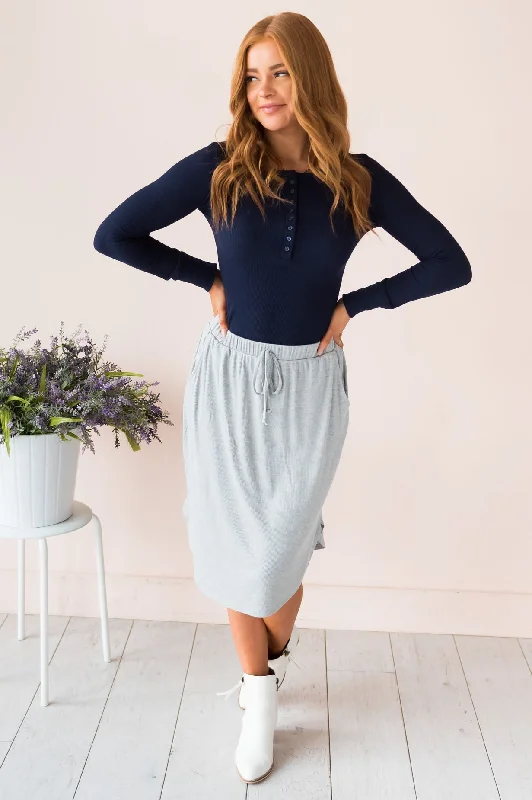 Women's Retro SkirtsWell Wishes Modest Ribbed Jersey Skirt