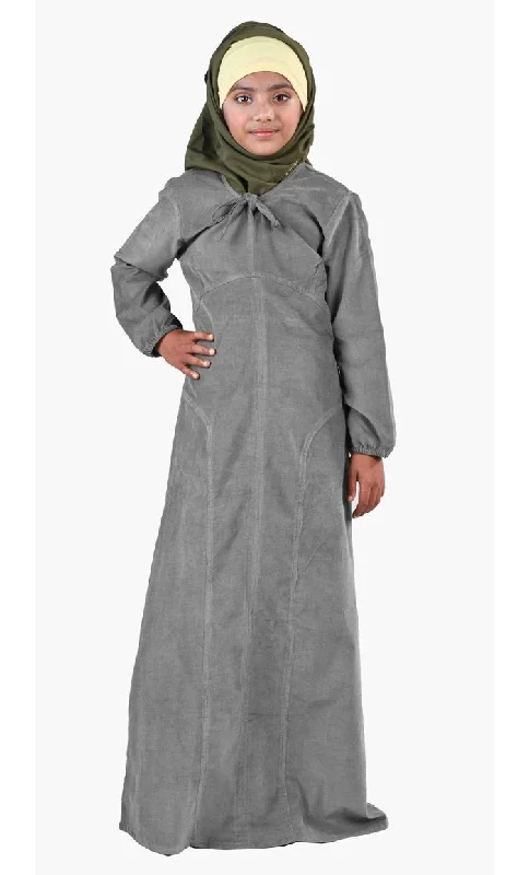 Women's Hooded Sweatshirts with Nylon LiningMedina Girls Grey Abaya