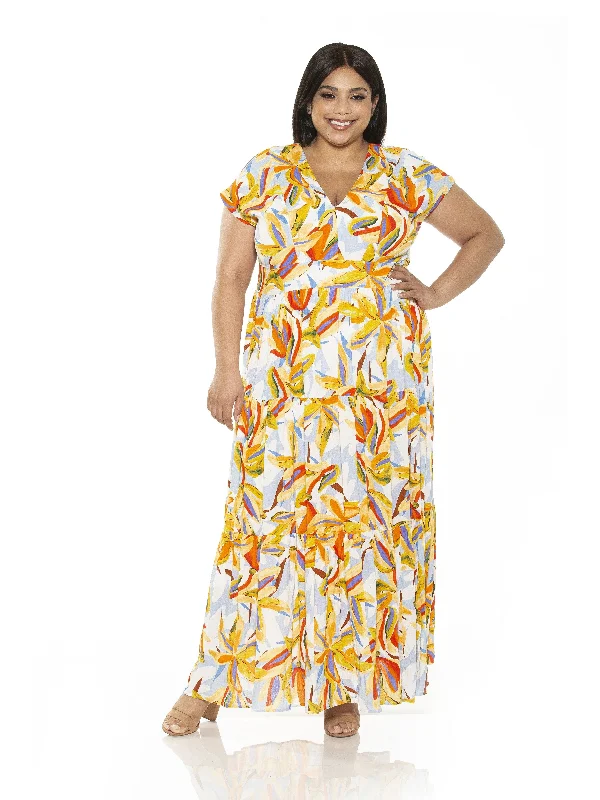 Women's V-Shaped Collar DressesSummer Maxi Dress - Plus Size