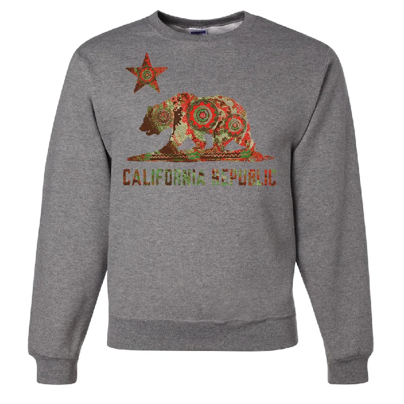 Women's Hooded Sweatshirts with Modal LiningCalifornia Chumash Mandala Bear Crewneck Sweatshirt