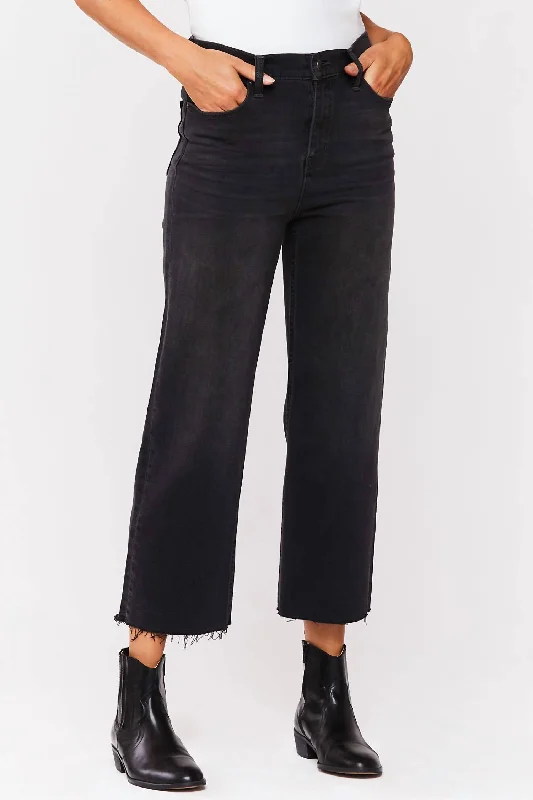 Women's Jodhpurs with Mandarin CollarWest Coast Flare Denim Jean In Grey Ash