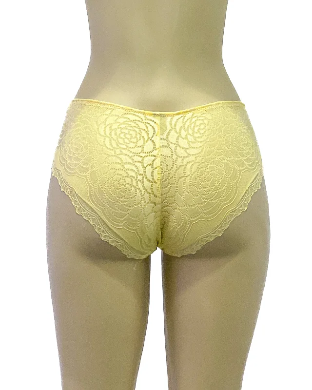 lightweight silk panties with a floral lace trimMarla Hipster- Yellow