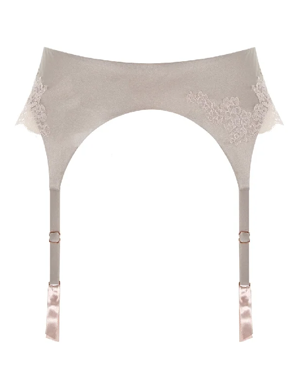 padded balconette braMYLA Heritage Silk Suspender - Marble/Granite