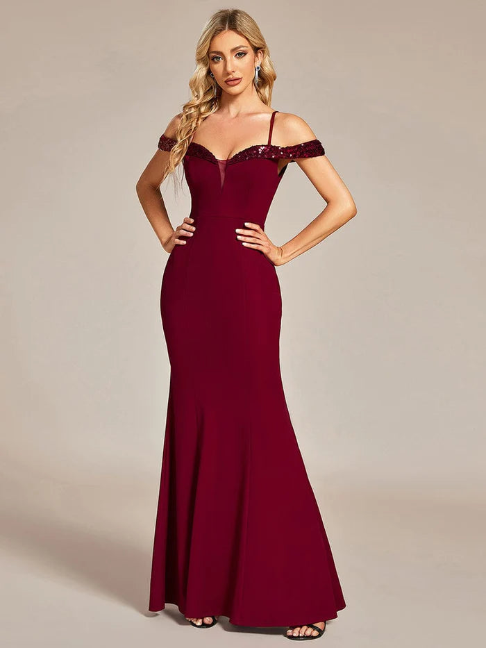 Women's Halter DressesElegant Fishtail Bodycon Evening Dress with Spaghetti Straps