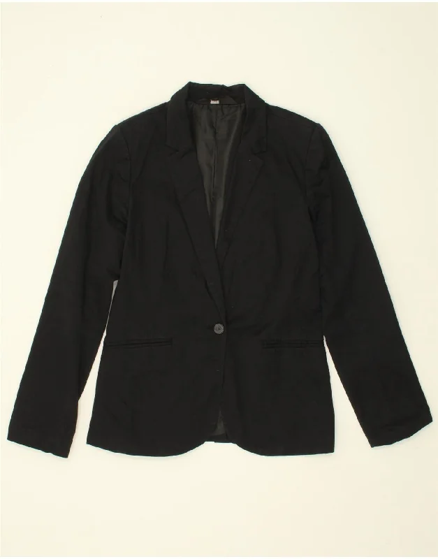 Women's Coats with Fur Trimmed ButtonsMOSSIMO Womens 1 Button Blazer Jacket UK 10 Small Black Cotton