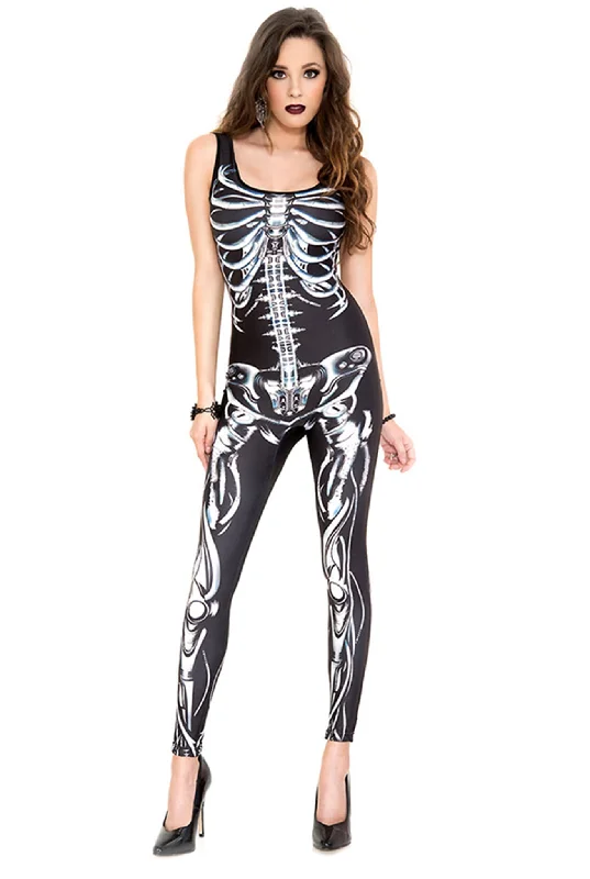 women's pajamas with drawstring waist3d Skeleton Bodysuit Costume Set