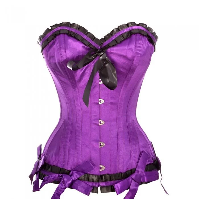 plus-size waist cincher with power mesh for supportSamara Burlesque Purple Overbust Corset