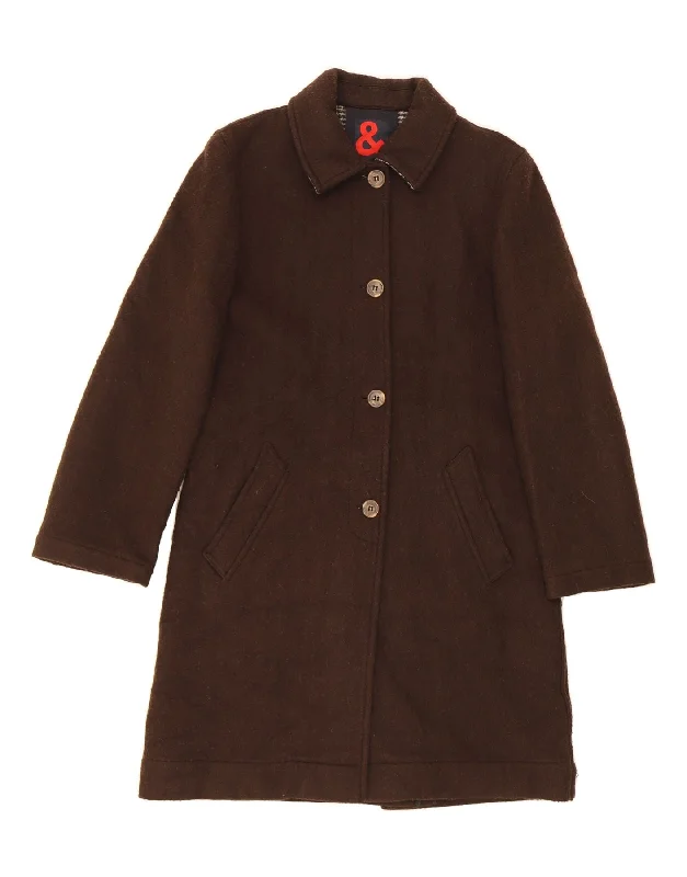 Women's Coats with Fur Trimmed ButtonsDOLCE & GABBANA Womens Overcoat IT 42 Medium Brown Wool