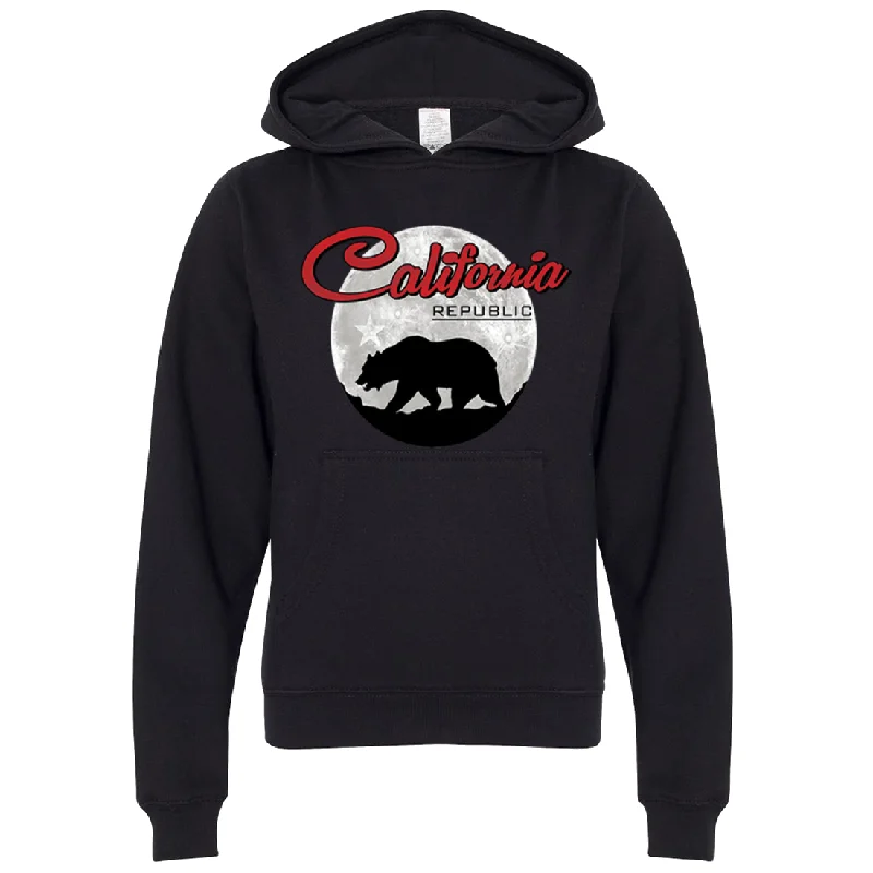 Women's Hooded Sweatshirts with Flap PocketsCalifornia Republic Full Moon Bear Premium Youth Sweatshirt Hoodie