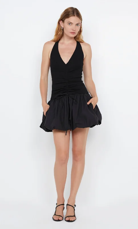 Women's Collarless DressesFREYA BUBBLE MINI DRESS  - BLACK