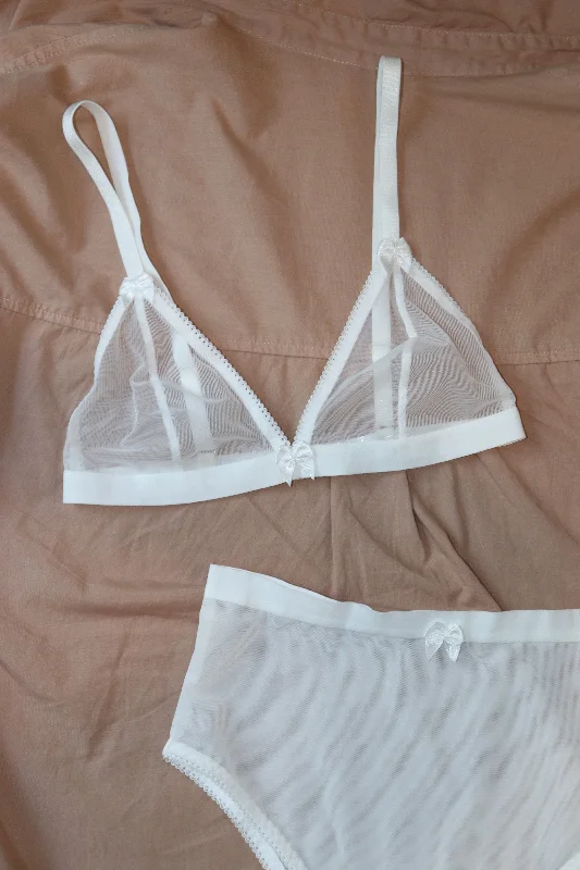 padded plunge braEVA WHITE MESH BRALETTE