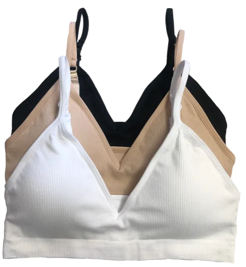 convertible bra with multiple wear optionsFitted Ribbed V-Front Adjustable Straps Padded Bra