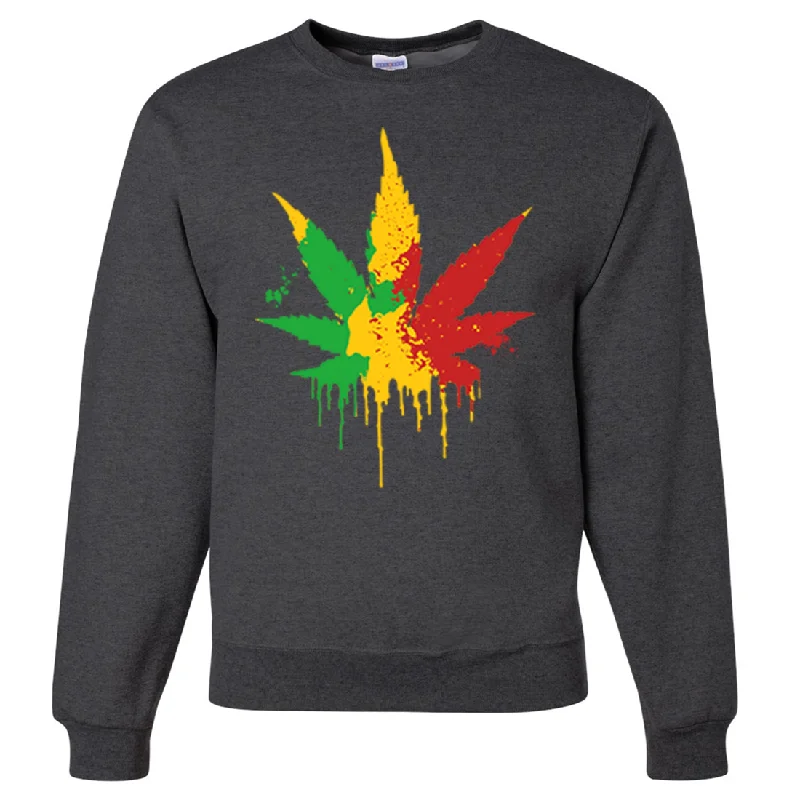 Women's Hooded Sweatshirts with Velvet LiningRasta Pot Leaf Crewneck Sweatshirt