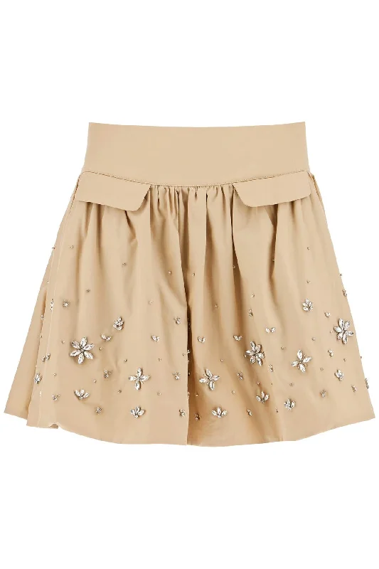 Women's Elastic Waist SkirtsSelf Portrait Women's 'Poplin Mini Skirt With Crystal