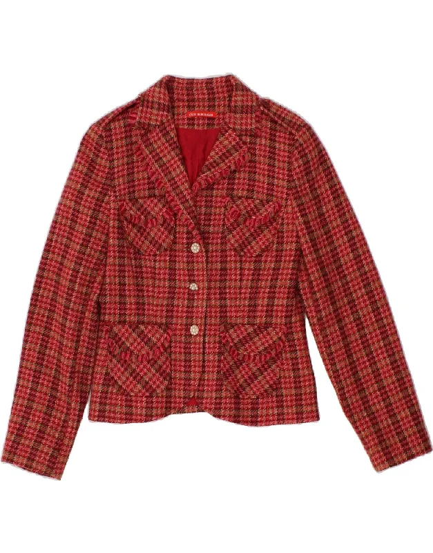 Women's Winter CoatsALAIN MANOUKIAN Womens 3 Button Blazer Jacket US 10 Large Red Check Wool