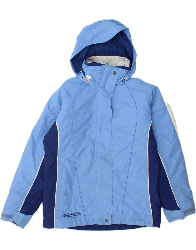 Women's Coats with Fur Trimmed HoodCOLUMBIA Womens Hooded Windbreaker Jacket UK 10 Small Blue Colourblock