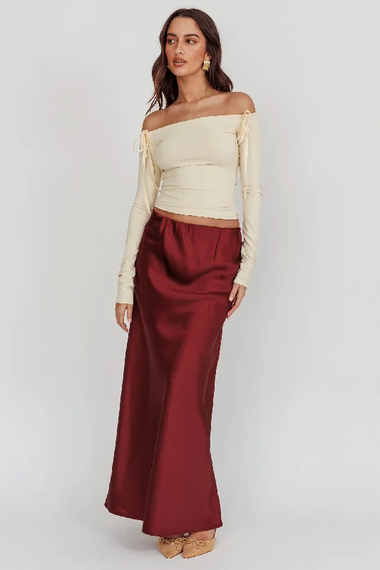 Women's Checkered SkirtsCherubim Satin Maxi Skirt Wine