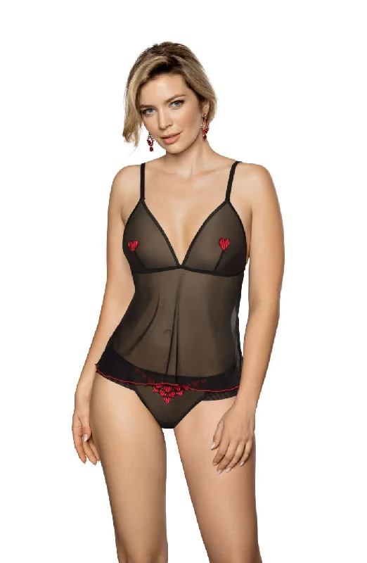 nursing bra with easy access clipsLadies Fabulous Black Soft Sheer Tulle Red Heart Embroidery Top A167