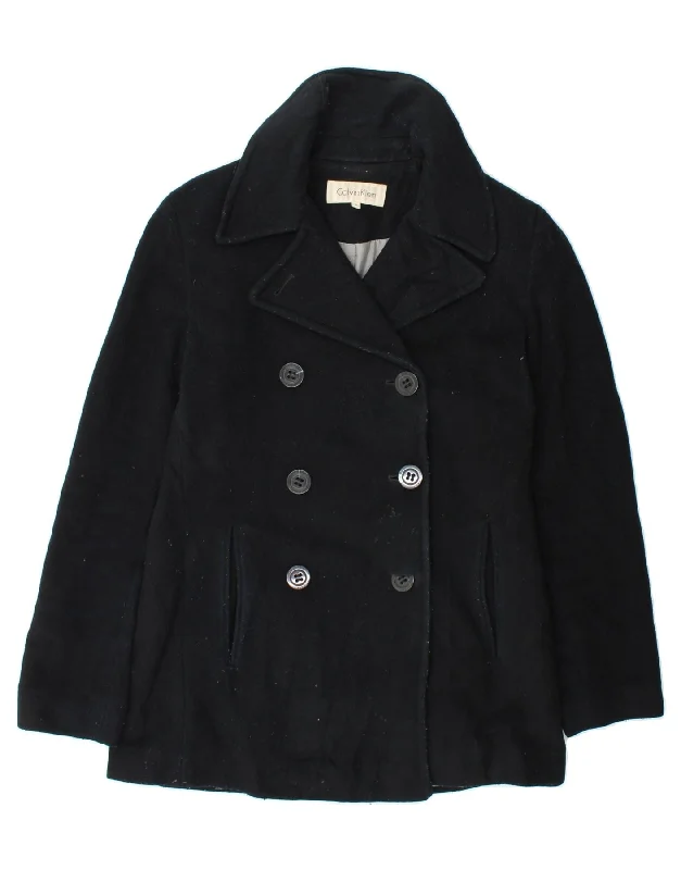 Women's Coats with BeltMICHAEL KORS Womens Pea Coat US 4 Small Black Wool