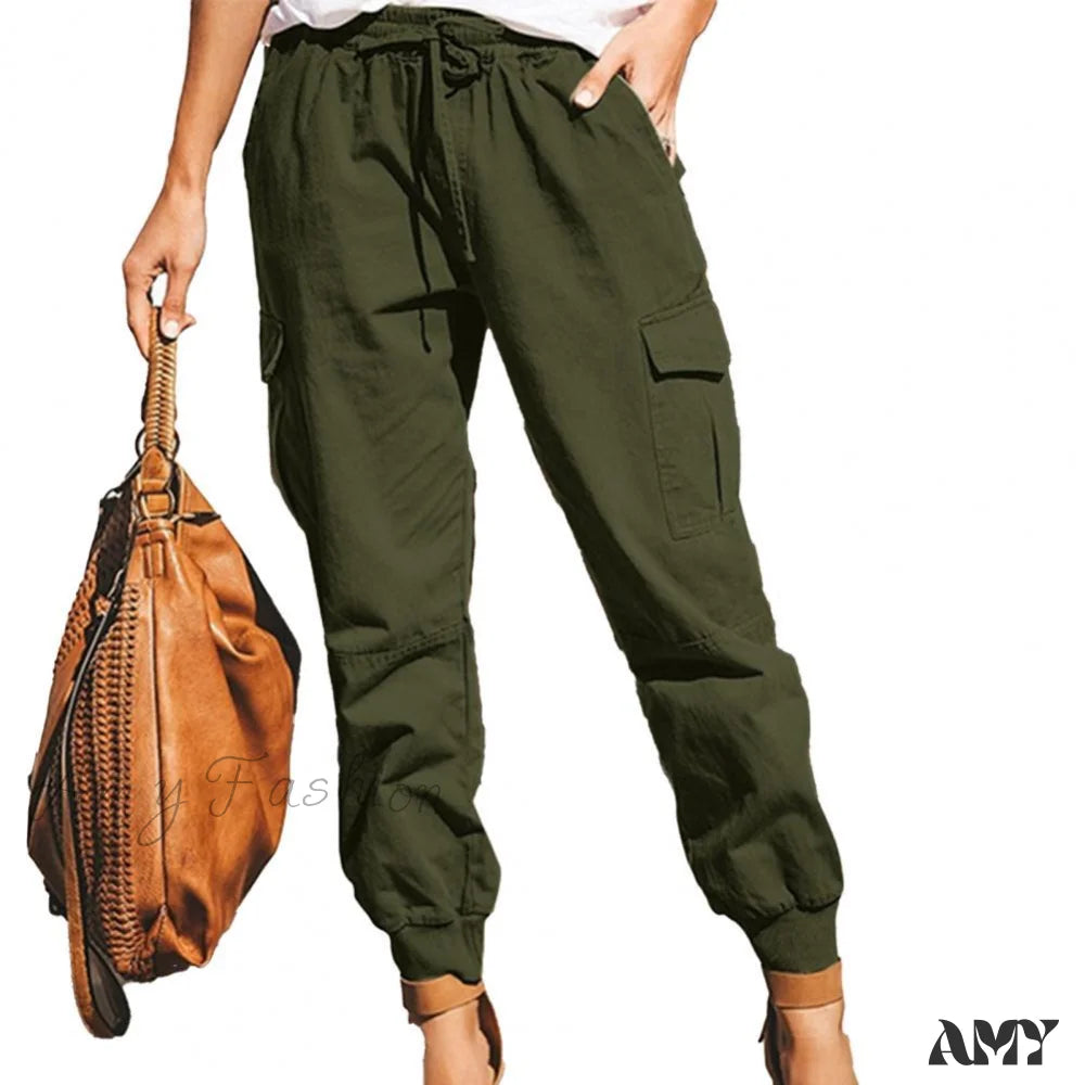 Women's Palazzo PantsAmy Fashion - Pockets Ankle Tied Trousers Office Women Pants