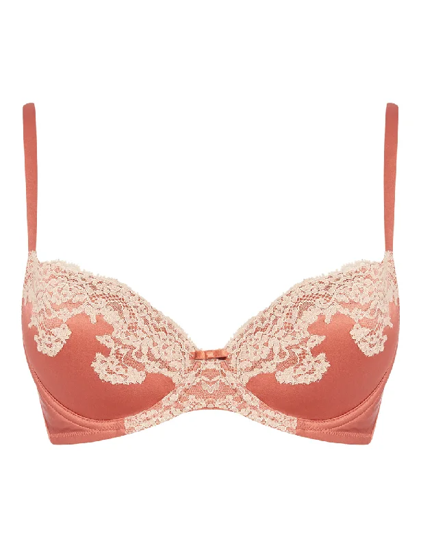 lace trim bra for weddingsMYLA Heritage Silk Padded Plunge Bra - Tea Rose/Rose Gold