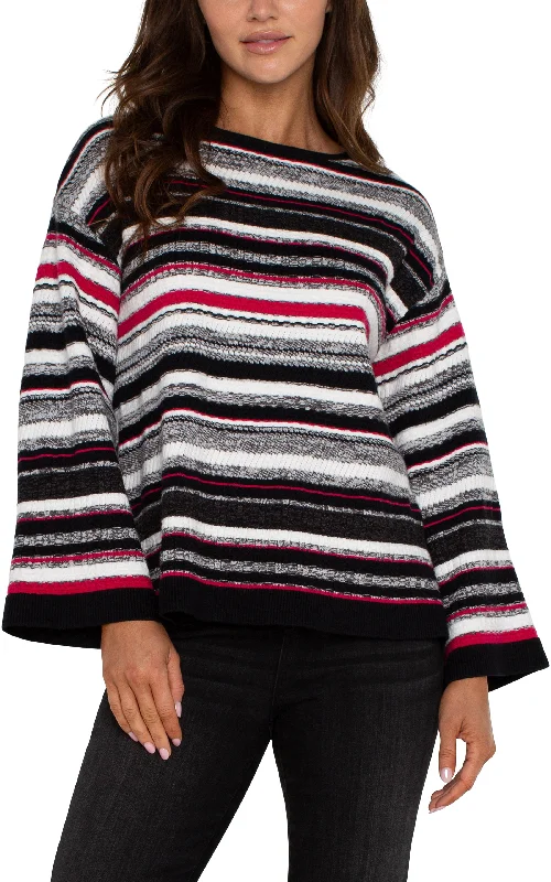 Women's ChinosBOAT NECK STRIPED SWEATER