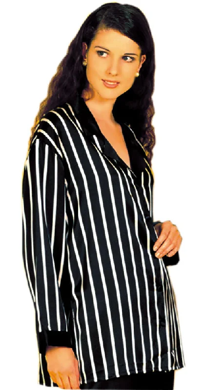 women's pajamas made in USAShirley McCoy Silk Charmeuse Classic Nightshirt 174D, Black Stripes, Size M