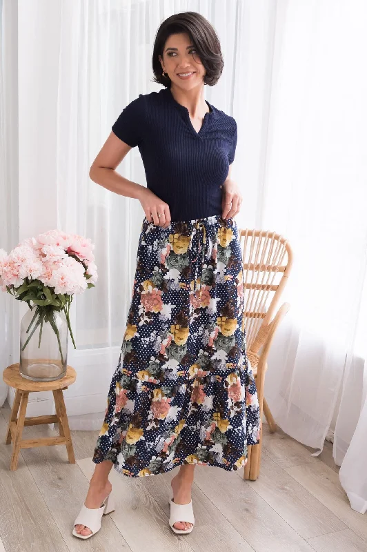 Women's Winter SkirtsBouquet Of Cheer Modest Ruffle Skirt